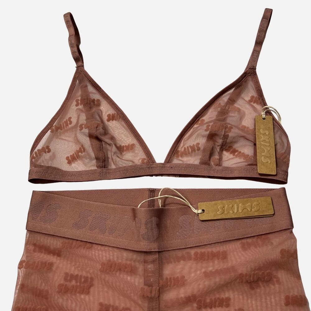 π SKIMS 2 pcs. After Hours Triangle Bralette + Leggings Set Rose Clay XXS - Picture 8 of 12